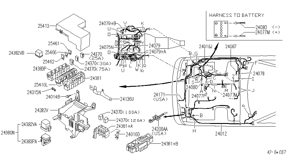 Infiniti 24075-67U00 Harness-Engine,Sub