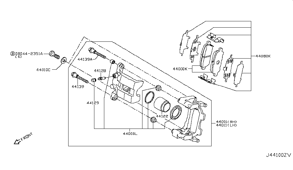 Infiniti 44001-5CA0B Caliper Assy-Rear RH,W/O Pad & Shim