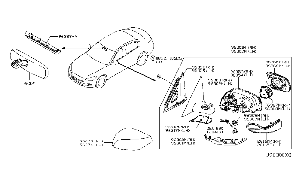 2019 Infiniti Q50 Rear View Mirror - Infiniti Parts Deal