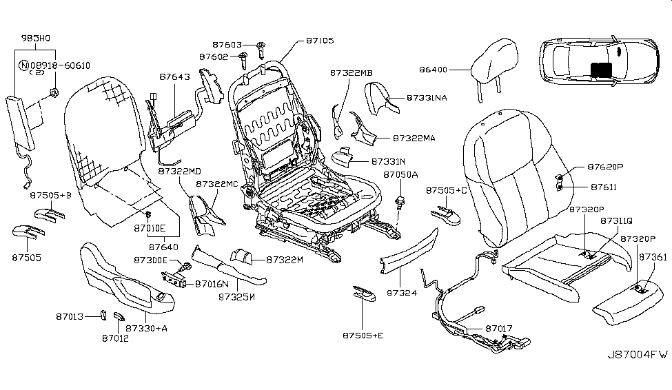 Infiniti 87105-4HK2A Frame Adjust Assembly-Front Seat RH