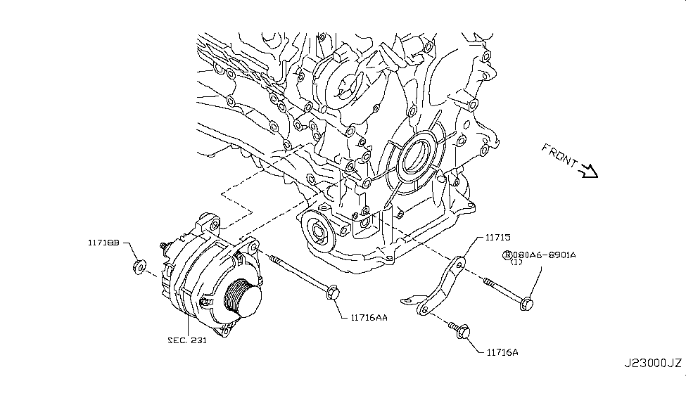 2007 Infiniti G35 Sedan Alternator Fitting - Infiniti Parts Deal