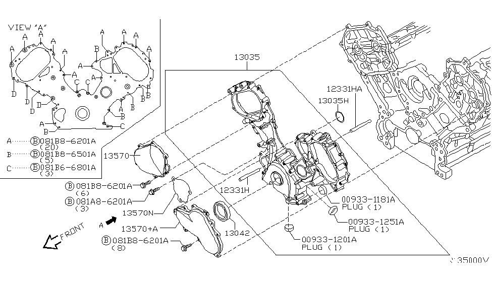 2005 Infiniti QX56 Front Cover,Vacuum Pump & Fitting