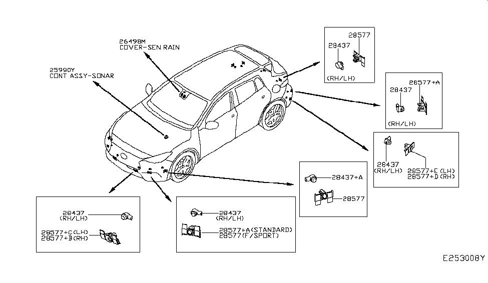 Infiniti 26498-5DA0A Cover-Rain Sensor