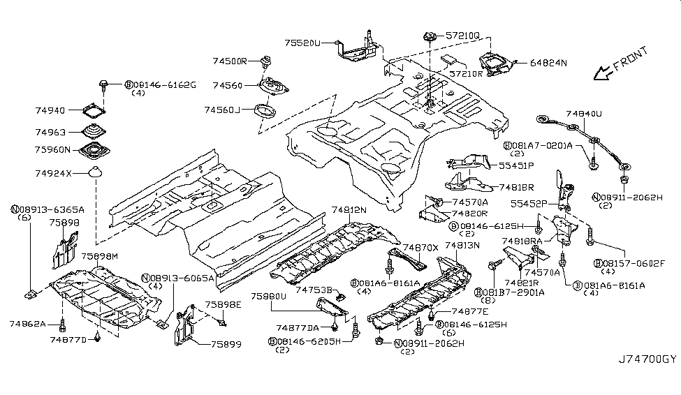 Infiniti 74840-CD000 Stay Assembly-Rear Pin