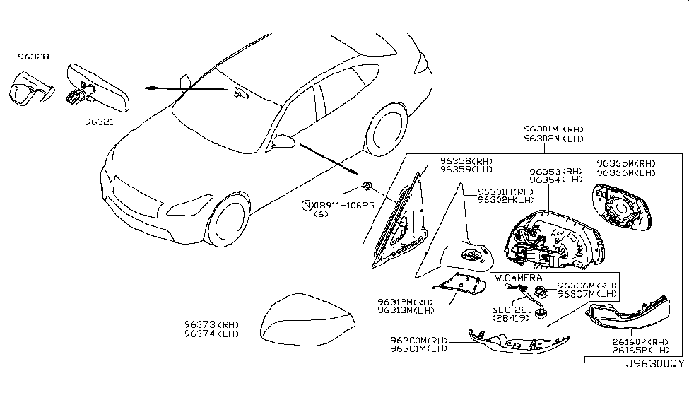 Infiniti 963C0-1GA1A Finisher-Door Mirror,RH