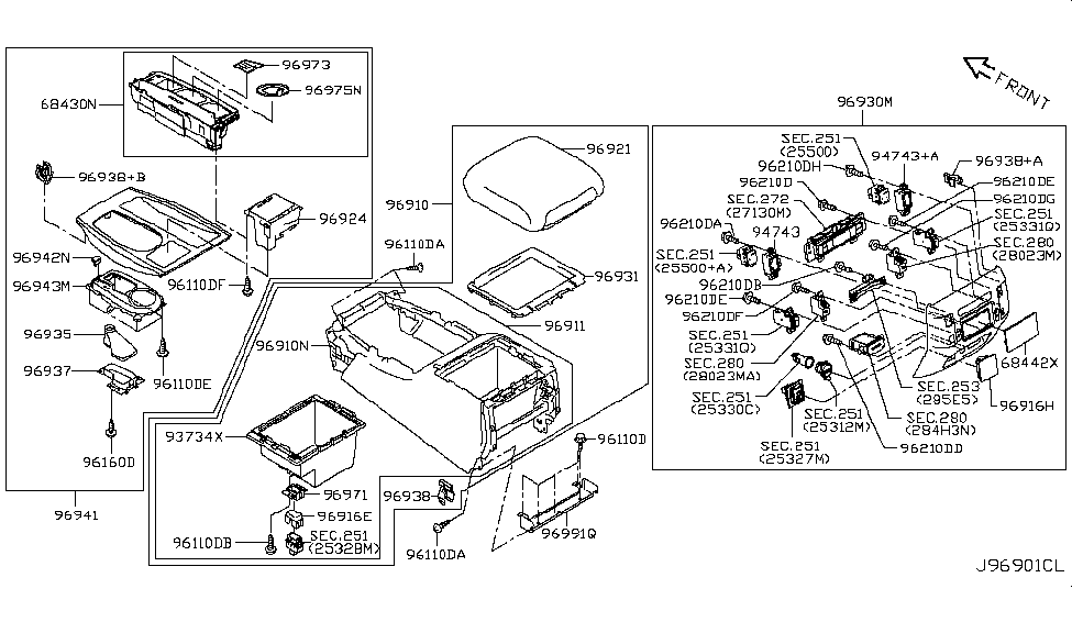 Infiniti 96910-6GW1A Box Assy-Console,Front Floor