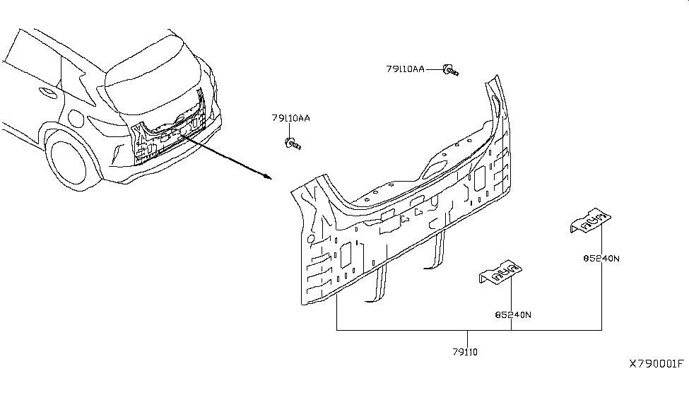 Infiniti 85240-5NA0A Retainer-Rear Bumper,Upper