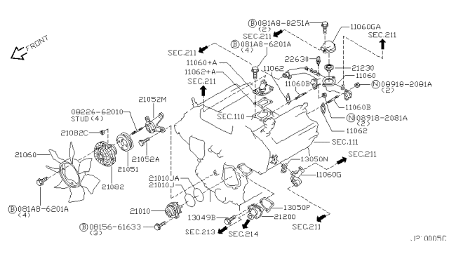 2001 Infiniti QX4 Gasket-Water Outlet Diagram for 11062-31U00