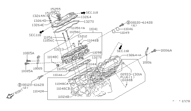 2001 Infiniti QX4 Bolt-Engine Slinger Diagram for 10004-65E00