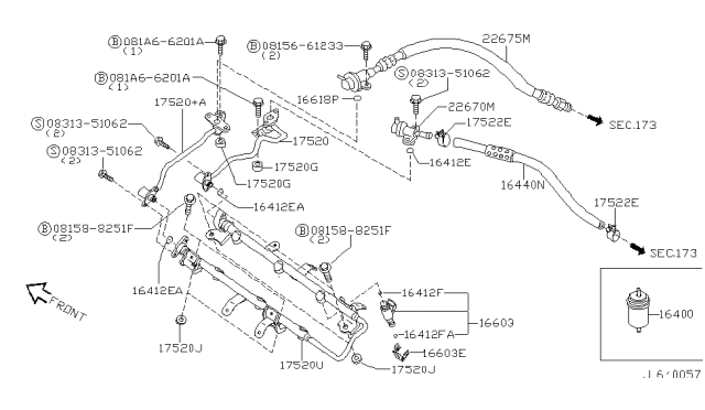 2003 Infiniti QX4 Pipe Assembly-Fuel Diagram for 17521-CR800