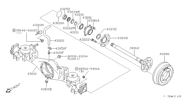 2000 Infiniti QX4 Catcher-Grease Rear Axle,R Diagram for 43242-42G00