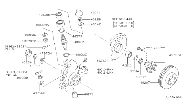 1994 Infiniti Q45 Seal Hub Diagram for 40232-33P10