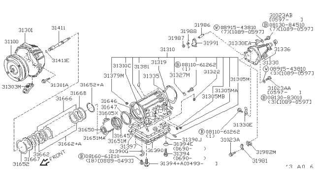 1994 Infiniti Q45 Gasket Adapter Case Diagram for 31338-41X00