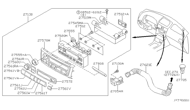 2001 Infiniti I30 Button-Auto Air Conditioner Diagram for 27561-2Y961