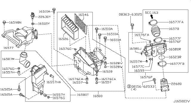 2001 Infiniti I30 Mass Air Flow Sensor Diagram for 22680-6N200
