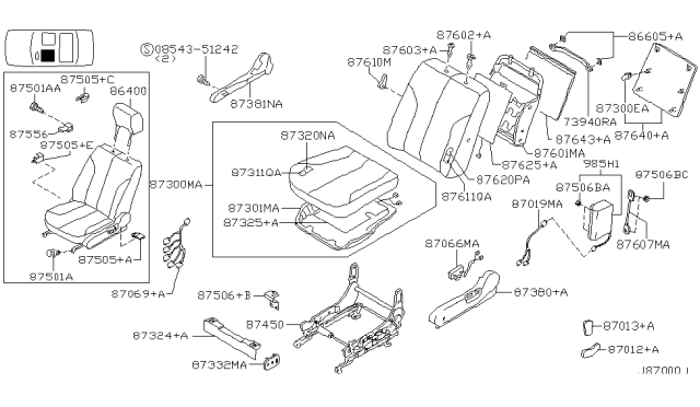 2002 Infiniti I35 Front Seat Switch Assembly, Left Diagram for 87066-C9900
