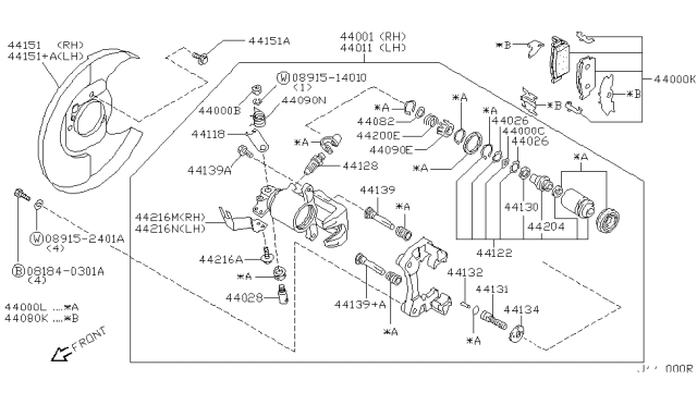 2001 Infiniti I30 Seal Kit-Disc Brake Diagram for 44120-61E26