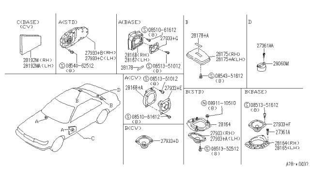 1991 Infiniti M30 Bracket-Speaker Diagram for 28164-F6600