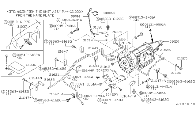 1990 Infiniti M30 Tube Assy-Oil Cooler Diagram for 21621-F6610
