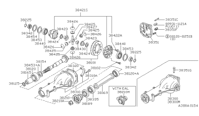 1991 Infiniti M30 Gear-Side Diagram for 38423-12S10