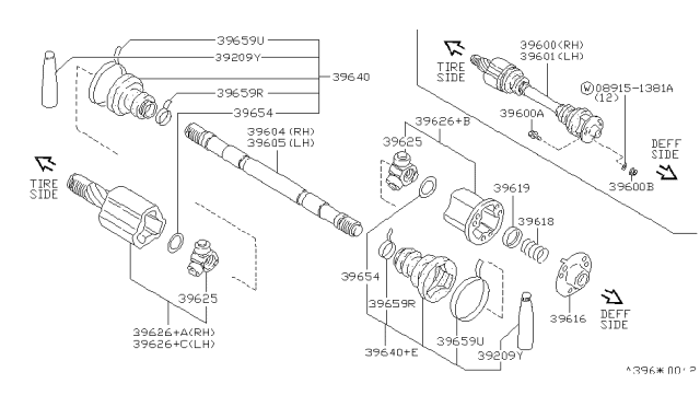 1990 Infiniti M30 Plug-Slide Joint Diagram for 39715-56S00