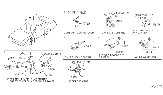 1990 Infiniti M30 Control Assembly-Theft Warning Diagram for 28590-F6600