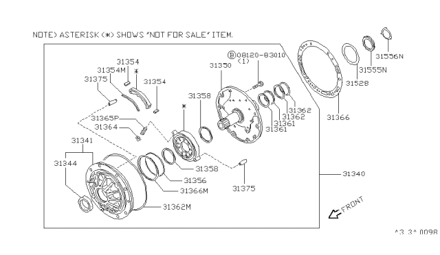 1991 Infiniti M30 Ring Seal Diagram for 31361-21X00