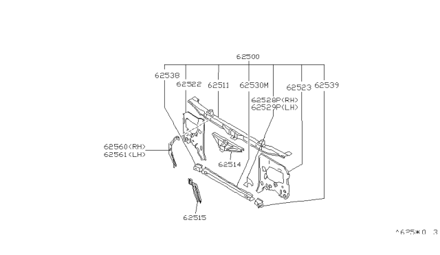 1991 Infiniti M30 SUPPRT-Radiator Core Lower Diagram for 62530-F6620