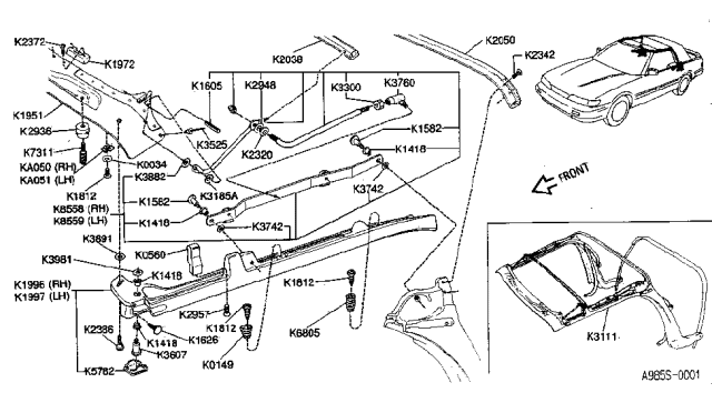 1990 Infiniti M30 Rail Assy-Center RH Diagram for K1996-9X101