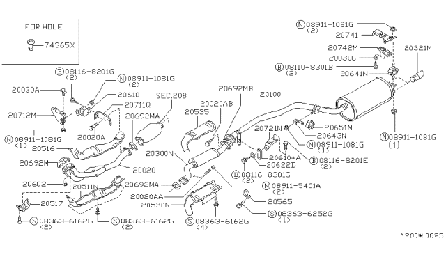 1991 Infiniti M30 Bracket-MUFFLER Mounting,Rear Diagram for 20742-F6101