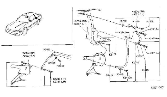 1990 Infiniti M30 Bow Assembly-NO.4 Diagram for K2032-9X101