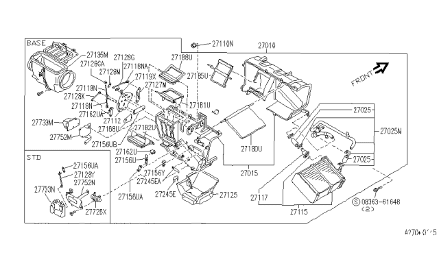 1990 Infiniti M30 Door Assembly-Floor F/FOOT Diagram for 27183-60A00