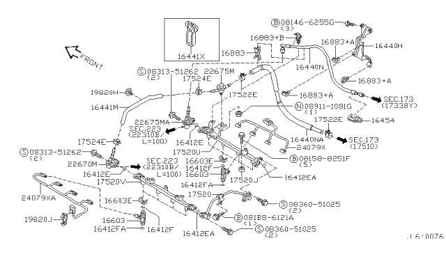 2002 Infiniti Q45 Tube Assy-Fuel Diagram for 17520-AR200