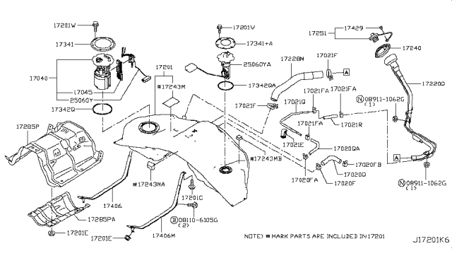 2015 Infiniti Q50 Pin-Fuel Cap Mounting Diagram for 17429-1BB0A
