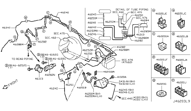 2017 Infiniti Q50 Tube Assy-Brake,Rear Diagram for 46282-4GA6A