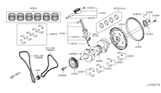 2017 Infiniti Q50 Ring-Snap,Piston Pin Diagram for 12032-5CA0B