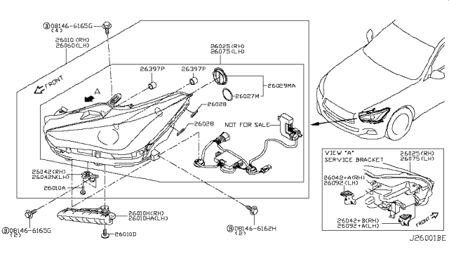 2018 Infiniti Q50 Headlamp Housing Assembly, Right Diagram for 26025-4HB0A