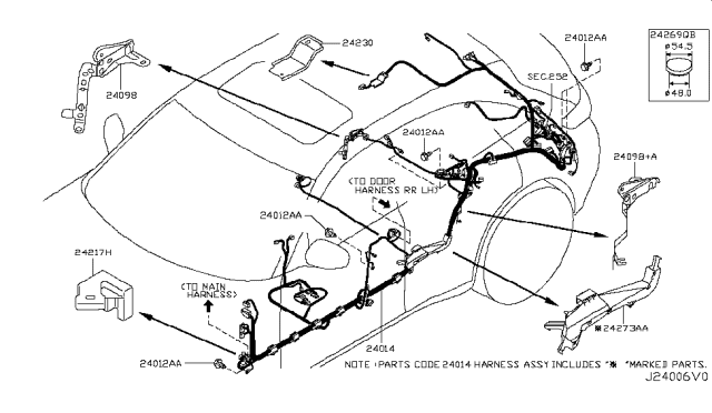 2009 Infiniti FX35 Harness Assembly-Body Diagram for 24014-1CA6A