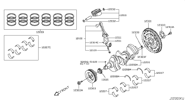 2009 Infiniti FX35 Rod Complete-Connecting Diagram for 12100-1CA0A