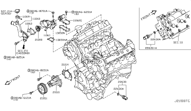 2010 Infiniti FX50 Outlet-Water Diagram for 11060-1CA0A