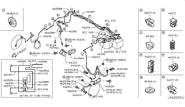 2016 Infiniti QX70 Tube Assembly-Brake,Front Master Cylinder Diagram for 46250-1CD0A