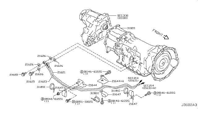2009 Infiniti FX35 Transmission Assembly-Automatic Diagram for 310C0-1CC3A