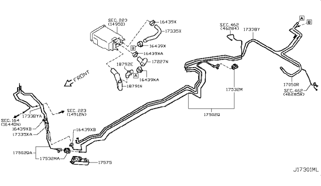 2011 Infiniti FX35 Tube Assembly Fuel Feed Diagram for 17502-1CL0B