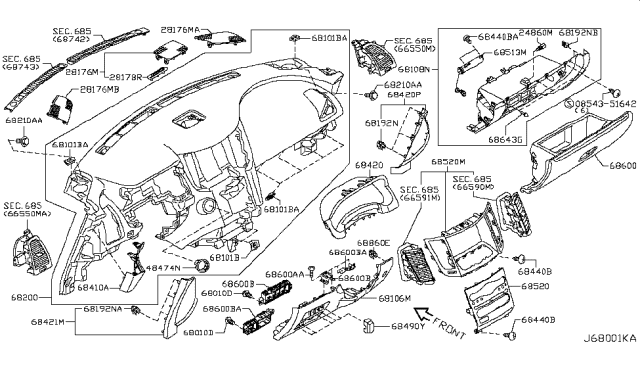 2011 Infiniti FX50 Finisher-Instrument Diagram for 68410-1CA0A