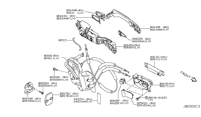 2010 Infiniti FX50 Front Door Lock & Remote Control Assembly, Left Diagram for 80501-1CA0A