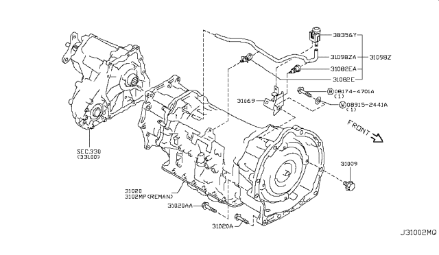 2013 Infiniti FX50 Transmission Assembly-Automatic Diagram for 310C0-X620E