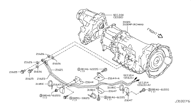 2011 Infiniti FX35 Transmission Assembly - Automatic Diagram for 310C0-1XR6B