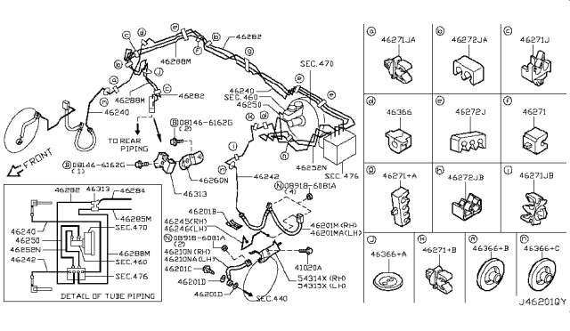 2008 Infiniti G35 Bracket-Brake Hose,RH Diagram for 54314-EJ20B