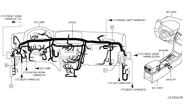 2008 Infiniti G37 Harness Assembly-Main Diagram for 24010-JK67A