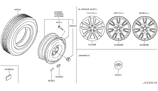 2010 Infiniti G37 Wheel Front Rim Diagram for D0300-JK300